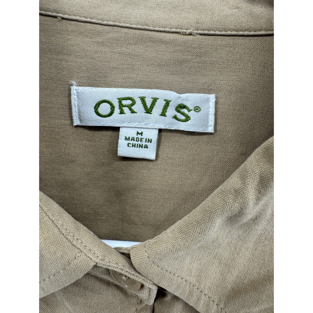 ORVIS Women's Tan Long Sleeve Button Up Shirt Casual Silk Quiet Lxury Sz Medium - Picture 3 of 7